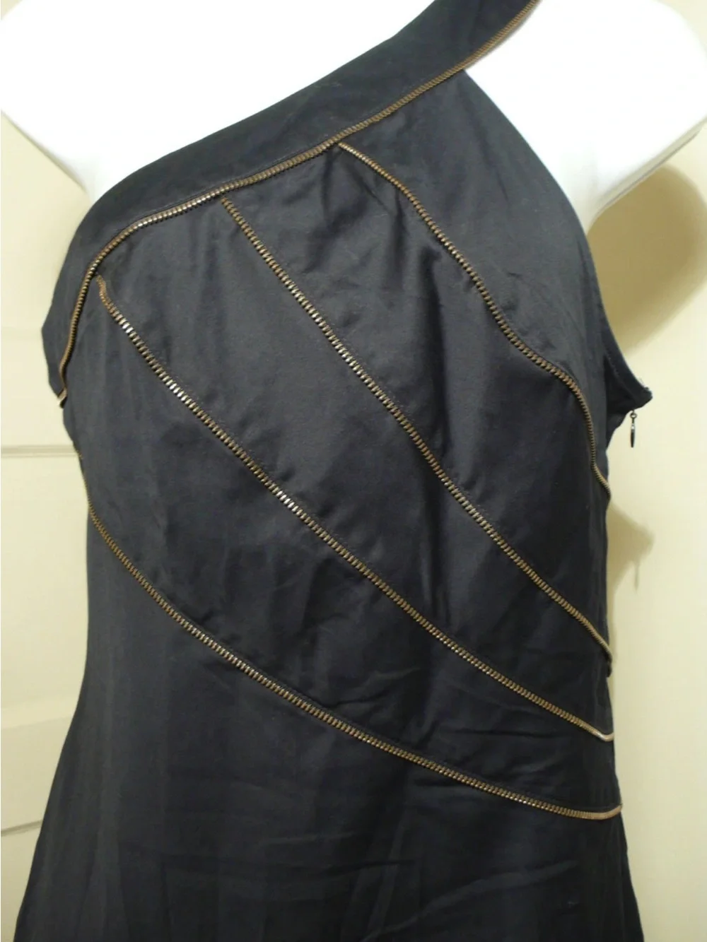 Free People Black One-Shoulder Dress Zip Trim zipper 8